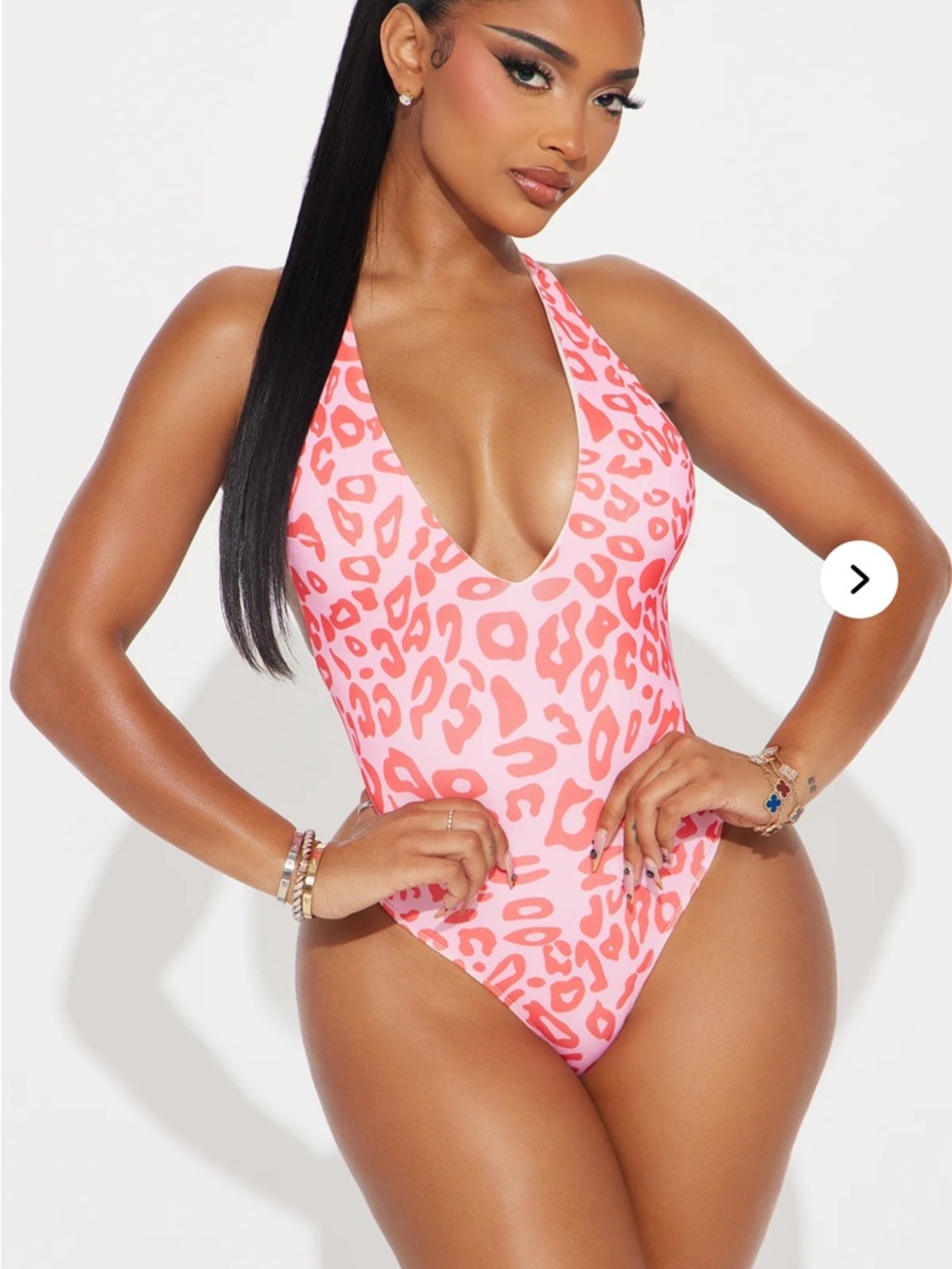 Pink Coral Leopard Print One-Piece Swimsuit Plus Sz 1X nwt